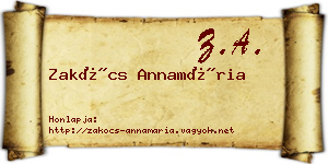 Zakócs Annamária névjegykártya
