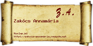Zakócs Annamária névjegykártya